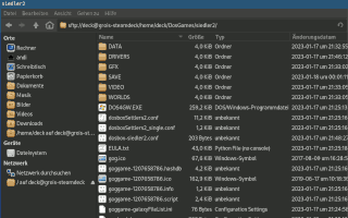 Screenshot of Thunar file browser, showing files on the Steam Deck