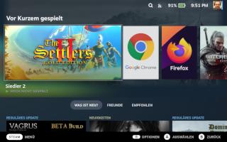 Screenshot of the Steam Library on the Steam Deck, showing Settlers 2